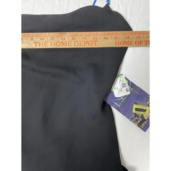 Niki Livas Evening Dress 10 Beaded Black 90s Style Handkerchief Hem Draped Neck - Picture 11 of 14